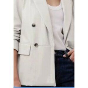 Banana Republic Womens Faux Vegan Leather White Blazer Jacket Large